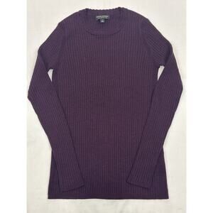 Banana Republic Merino Wool Ribbed Sweater Purple Long Sleeve Crew Neck Size S